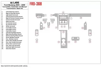 Ford Mustang 2005-2009 Folding roof-Cabrio, Basic Set BD Interieur Dashboard Bekleding Volhouder
