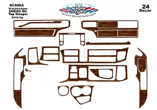 Scania NG-Series TopSleeper ab 2016 3D Interior Dashboard Trim Kit Dash Trim Dekor 24-Parts