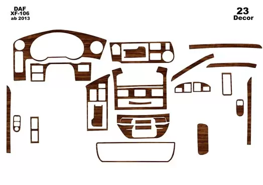 Daf XF106/116 2013 3D Interior Dashboard Trim Kit Dash Trim Dekor 23 Parts Daf XF106/116 2013 3D Interior Dashboard Trim Kit Dash Trim Dekor 23 Parts