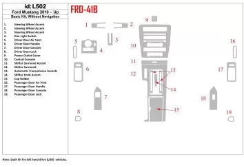 Ford Mustang 2010-UP Basic Set, Without NAVI BD Interieur Dashboard Bekleding Volhouder