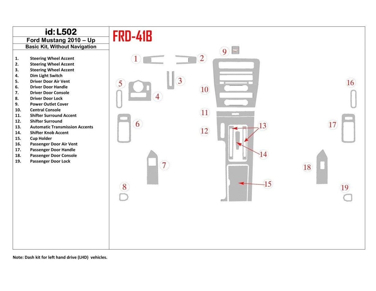 FORD Ford Mustang 2010-UP Basic Set, Without NAVI Interior BD Dash Trim Kit €51.99