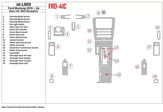 Tableau de Bord BoîTe à Instruments Anneau Garniture DéCor Couverture  Lunettes ABS pour Ford Mustang 2010