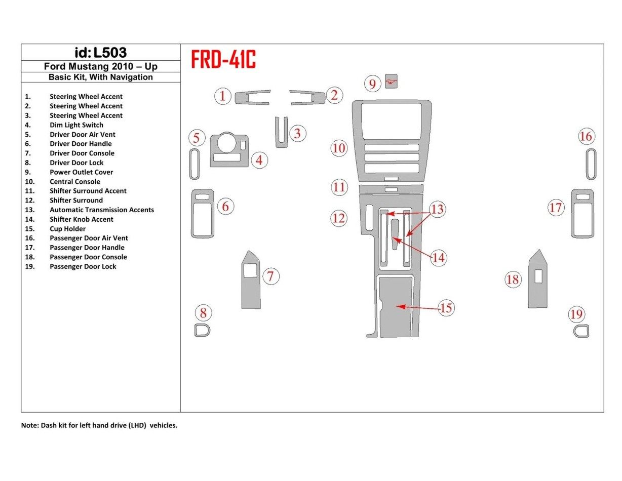 Ford Mustang 2010-UP Basic Set,With NAVI Decor de carlinga su interior