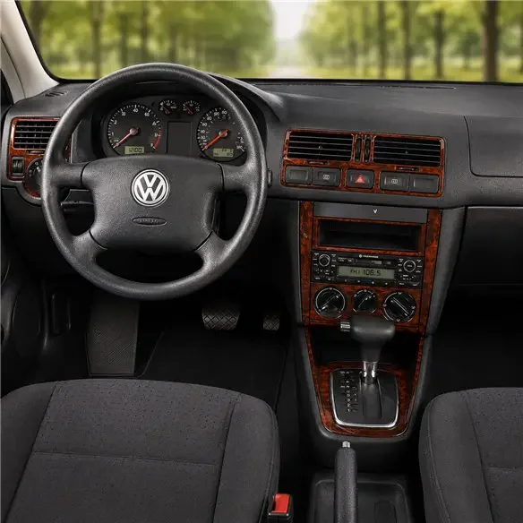 Volkswagen Jetta 1999-2004 Full Set, Without glove-box 3D dashboard trim kit, 28 parts