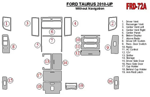 Ford Taurus 2010-UP Decor de carlinga su interior