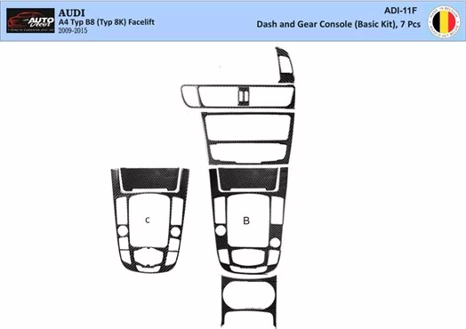 Audi A4 B8 Typ 8K 2009-2015 3D Interior Dashboard Trim Kit Dash Trim Dekor 7-Parts