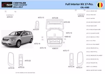 Chrysler Town Country 2011-2016 Interior WHZ Dashboard trim kit 18 Parts