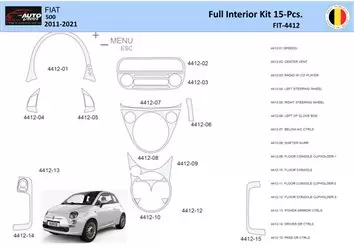 Fiat 500 2008-2020 Interior WHZ Dashboard trim kit 15 Parts