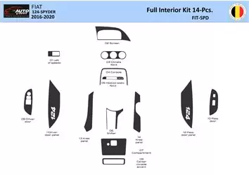 Fiat 124 Spyder 2012-2020 Inleg dashboard Interieurset aansluitend en pasgemaakt 14 Delen