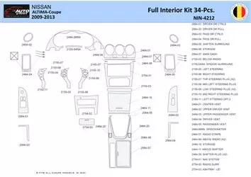 Nissan Altima 2009-2013 Inleg dashboard Interieurset aansluitend en pasgemaakt 34 Delen