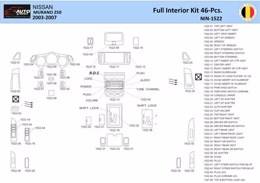 Nissan Murano I 2003 Interior WHZ Dashboard trim kit 46 Parts