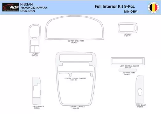 Nissan Navara Pickup 1996-1999 Inleg dashboard Interieurset aansluitend en pasgemaakt 9 Delen