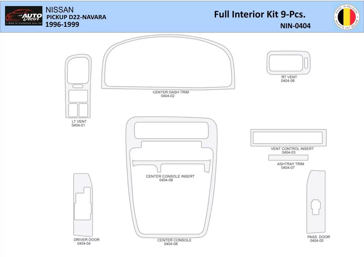 Nissan Navara Pickup 1996-1999 Mittelkonsole Armaturendekor WHZ Cockpit Dekor 9 Teilige - 1- Cockpit Dekor Innenraum