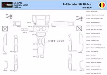 Nissan Versa-Almera 2007 Inleg dashboard Interieurset aansluitend en pasgemaakt 18 Delen
