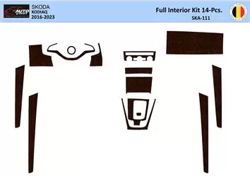 Skoda Kodiaq 2018 3D Interior Dashboard Trim Kit Dash Trim Dekor 14-Parts