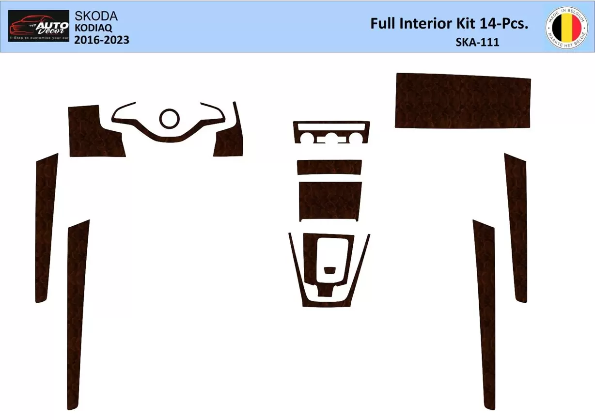 Skoda Kodiaq 2018 Kit de molduras de tablero interior 3D Decoración de tablero 14 piezas