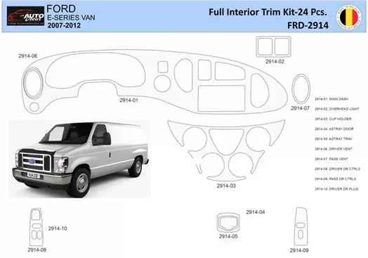 Ford E-Series E-Van 2008-2011 Interior WHZ Dashboard trim kit 10 Parts