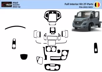 Fiat Ducato 2022 3D Interior Dashboard Trim Kit Dash Trim Dekor 27-Parts - DUCATO - 1