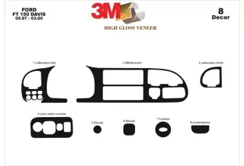 Ford Transit 05.97-03.00 3M 3D Interior Dashboard Trim Kit Dash Trim Dekor 8-Parts