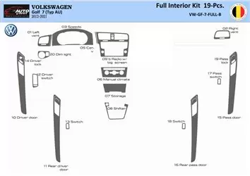 Volkswagen Golf VII AU 2012–2021 Kit rivestimento cruscotto interno 3D Dash Trim Dekor 19B-Parts