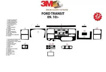 Ford Transit 09.10-01.14 3M 3D Interior Dashboard Trim Kit Dash Trim Dekor 24-Parts