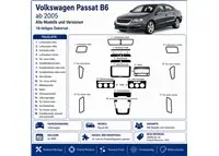 Volkswagen Passat B6 2005+ 2010+ kit cruscotto 3D, 18 pezzi