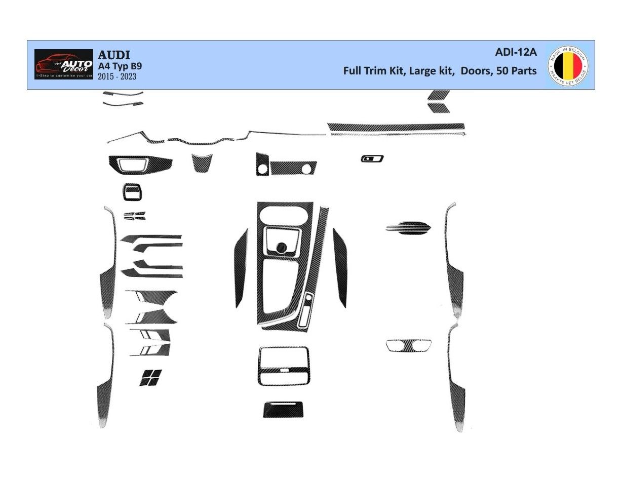 Audi A4 B9 Typ 8W 2015-2023 3D Decor de carlinga su interior del coche 50-Partes