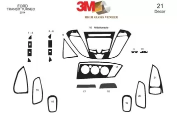 Ford Transit Custom Torneo 01.2014 3M 3D Interior Dashboard Trim Kit Dash Trim Dekor 23-Parts