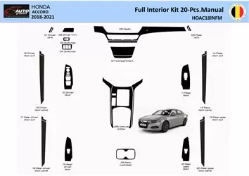 Honda Accord 2018-2022 Manuale Interni WHZ Kit rivestimento cruscotto 20 parti
