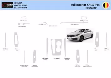 Honda Civic XI 2022-2024 Inleg dashboard Interieurset aansluitend en pasgemaakt 17 Delen
