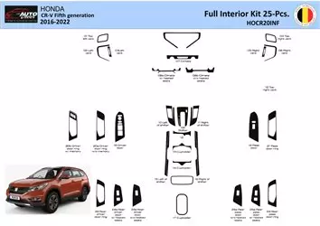 Honda CR-V 2016-2022 Inleg dashboard Interieurset aansluitend en pasgemaakt 25 Delen