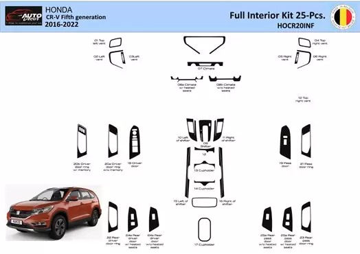 Honda CR-V 2016-2022 Innenraum WHZ Armaturenbrett Zierleiste 25 Teile