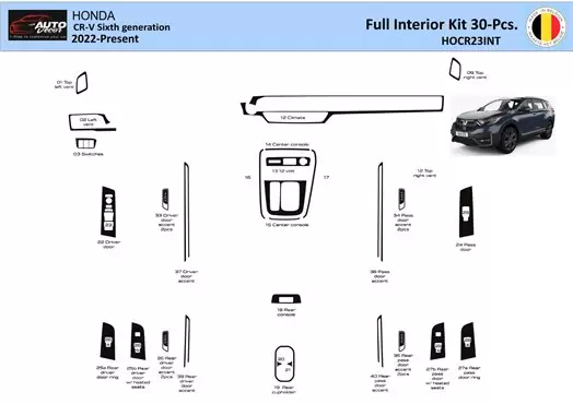 Honda CR-V 2023-Present Interior WHZ Armaturenbrett-Zierleiste 30 Teile