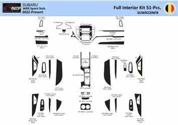 Subaru WRX Sedan 2022-2023 Interior WHZ Kit de molduras de tablero 51 piezas