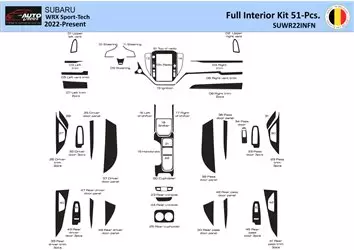 Subaru WRX Sedan 2022-2023 Interieur WHZ Dashboard inbouwset 51 onderdelen