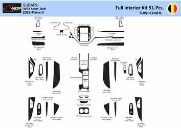 Subaru WRX Sedan 2022-2023 Interior WHZ Kit de molduras de tablero 51 piezas