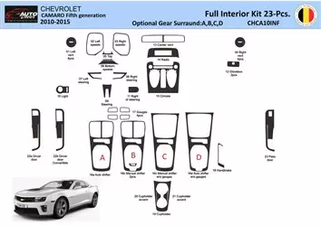 Chevrolet Camaro 2010-2015 Decor de carlinga su interior del coche 23 Partes