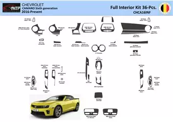 شيفروليه كامارو 2016-2024 طقم حواف لوحة القيادة الداخلية WHZ 36 قطعة