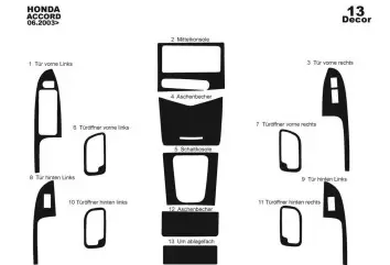Honda Accord 01.2003 3M 3D Interior Dashboard Trim Kit Dash Trim Dekor 13-Parts