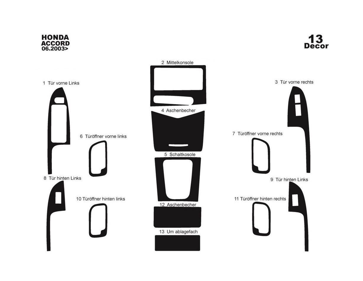 Honda Accord 01.2003 3M 3D Interior Dashboard Trim Kit Dash Trim Dekor 13-Parts