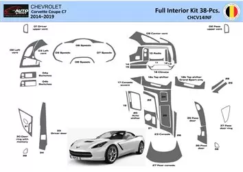 شيفروليه كورفيت كوبيه 2014-2020 طقم حواف لوحة القيادة الداخلية WHZ 38 قطعة