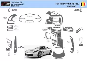 Chevrolet Corvette Coupe 2014-2020 Interior WHZ Kit de molduras para tablero 38 piezas