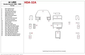 Honda Accord 1986-1989 Full Set Decor de carlinga su interior