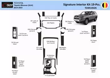 Toyota 4Runner 2014-2023 Signature Intérieur WHZ Kit de garniture de tableau de bord 19 pièces