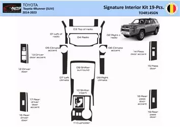Toyota 4Runner 2014-2023 Signature Decor de carlinga su interior del coche 19 Partes