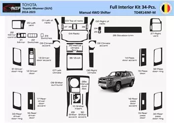 Toyota 4Runner 2014-2023 Volledig interieur WHZ Dashboardafwerkingsset 34 onderdelen