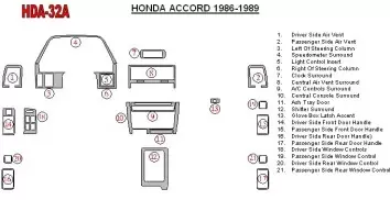 Honda Accord 1986-1989 Full Set Interior BD Dash Trim Kit