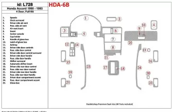 Honda Accord 1990-1993 4 Doors, Full Set, 25 Parts set Decor de carlinga su interior