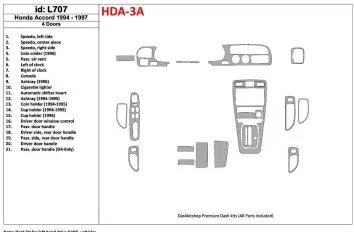 Honda Accord 1994-1997 4 Doors, Full Set, 21 Parts set Decor de carlinga su interior