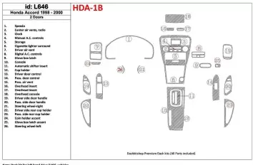 Honda Accord 1998-2000 2 Doors Full Set, 26 Parts set, Decor de carlinga su interior